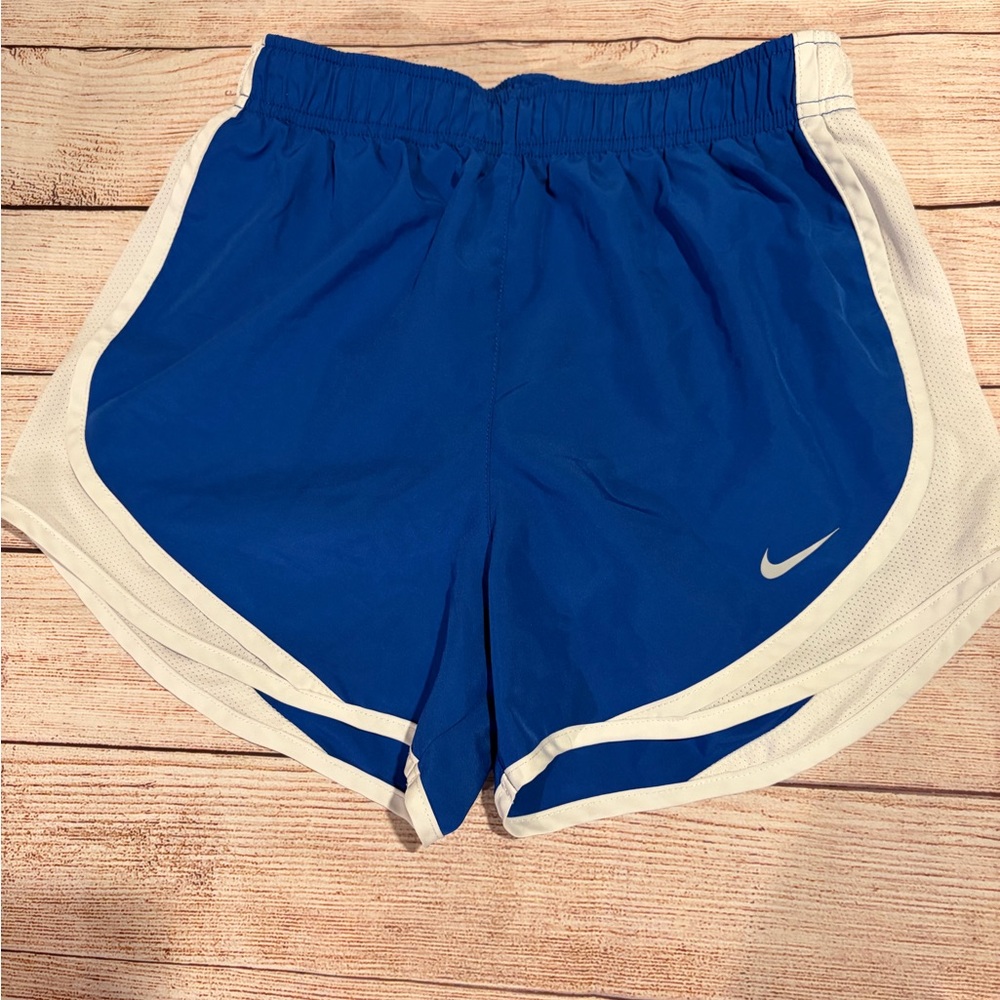 Nike Women's Blue and White Athletic Shorts